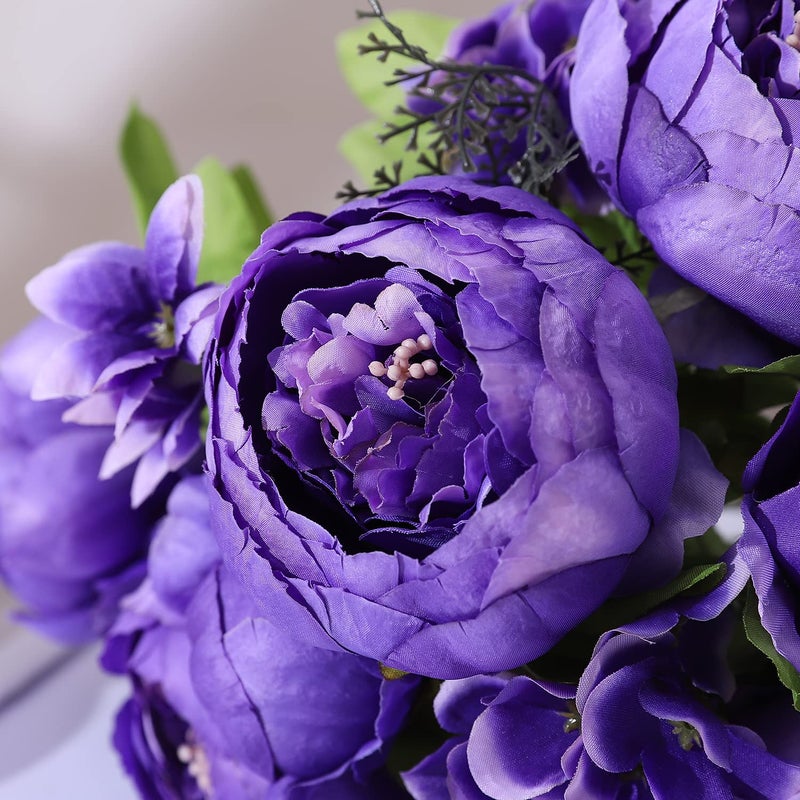 Duovlo Artificial Peony Silk Flowers Fake Flowers Vintage Wedding Home Decoration,Pack of 1 (Medium Purple) - Image 5